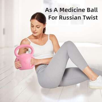 RUNWE Kettlebells Weight 15 LB - Three-Handles Pink Kettlebell for Weightlifting, Conditioning, Strength and Core Training for Home Gym with Three-handles