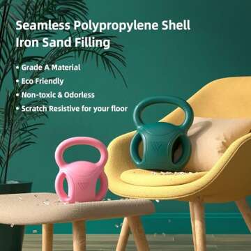 RUNWE Kettlebells Weight 15 LB - Three-Handles Pink Kettlebell for Weightlifting, Conditioning, Strength and Core Training for Home Gym with Three-handles