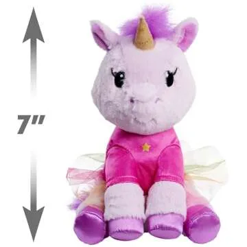 Just Play EK World 7-inch Small Unicorn Plush Stuffed Animal, Pink Star Shirt and Rainbow Skirt, Soft Fabric, Kids Toys for Ages 3 Up