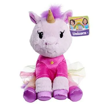 Just Play EK World 7-inch Small Unicorn Plush Stuffed Animal, Pink Star Shirt and Rainbow Skirt, Soft Fabric, Kids Toys for Ages 3 Up