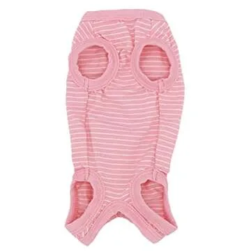 LOPHIPETS Girl Dog Shirts Recovery Suit Pajamas for Small Teacup Dog Chihuahua Yorkie Puppy Cat Clothes-Pink Strips/XXS
