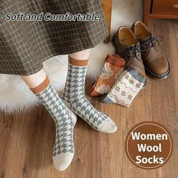 FORJMMP Cozy Wool Socks for Women - Vintage Floral Style