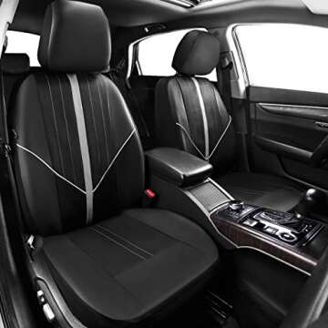 CAR-GRAND Universal Leather Car Seat Covers Full Set, Fit for 95% Vehicles Sedans SUV Truck, Airbag ...