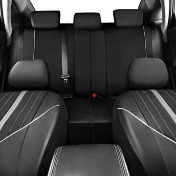 CAR-GRAND Universal Leather Car Seat Covers Full Set, Fit for 95% Vehicles Sedans SUV Truck, Airbag Compatible, Luxurious & Durable & Easy Clean Easy Install (Black and Gray)
