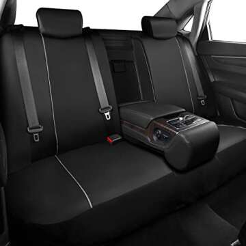 CAR-GRAND Universal Leather Car Seat Covers Full Set, Fit for 95% Vehicles Sedans SUV Truck, Airbag Compatible, Luxurious & Durable & Easy Clean Easy Install (Black and Gray)