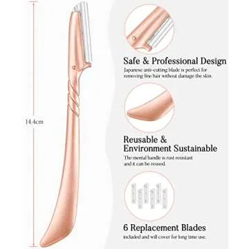 ennva Rose Gold Eyebrow Razor - Precision Shaver & Trimmer