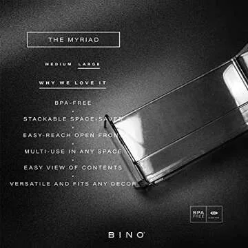 BINO | Stackable Plastic Storage Bins, Large | THE MYRIAD COLLECTION | Multipurpose Bins | Pantry Or...