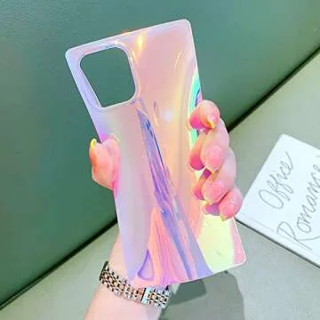 BANAILOA Compatible with iPhone 14 Pro Max Case Rectangle,Colorful Blue-Ray Holographic Case Slim Soft TPU Sparkle Luxury Protective Cover Designed for 14 Pro Max - 6.7 inch (Blue Light)