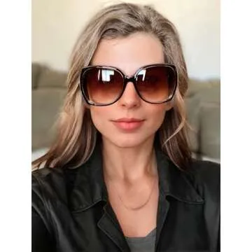 The Fresh Women's Square Jackie O Hybrid Butterfly Fashion Sunglasses - Exquisite Packaging (727704-Crystal brown/Black paint, Gradient Brown)