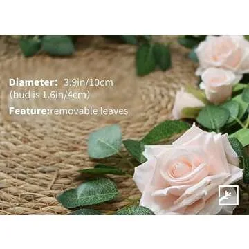 ZIFTY 5Pcs 32.5FT Pink Flower Garland Fake Rose Vines for Tea Party Mother's Day Decorations Faux Artificial Floral Garland Hanging Rose Ivy for Baby Shower Wedding Arch Ceremony Outdoor Wall Decor