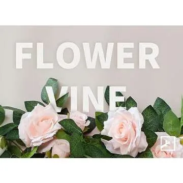 ZIFTY 5Pcs 32.5FT Pink Flower Garland Fake Rose Vines for Tea Party Mother's Day Decorations Faux Artificial Floral Garland Hanging Rose Ivy for Baby Shower Wedding Arch Ceremony Outdoor Wall Decor