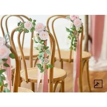 ZIFTY 5Pcs 32.5FT Pink Flower Garland Fake Rose Vines for Tea Party Mother's Day Decorations Faux Artificial Floral Garland Hanging Rose Ivy for Baby Shower Wedding Arch Ceremony Outdoor Wall Decor