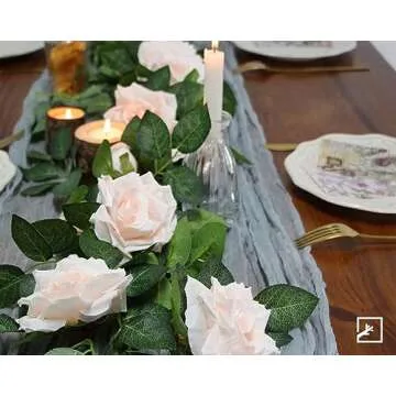 ZIFTY 5Pcs 32.5FT Pink Flower Garland Fake Rose Vines for Tea Party Mother's Day Decorations Faux Artificial Floral Garland Hanging Rose Ivy for Baby Shower Wedding Arch Ceremony Outdoor Wall Decor