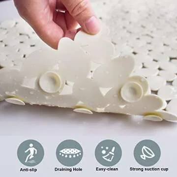 SONGZIMING Non-Slip Pebble Bath Mat for Safety & Style