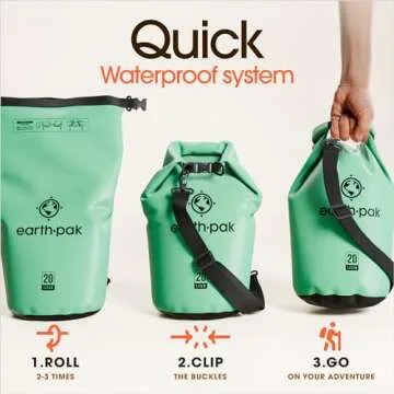 Earth Pak Waterproof Dry Bag - Roll Top Waterproof Backpack Sack Keeps Gear Dry for Kayak with Waterproof Phone Case
