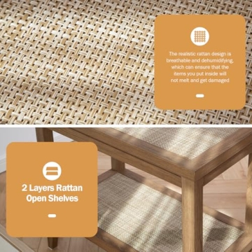 Stylish SICOTAS Rattan Nightstands Set for Small Spaces