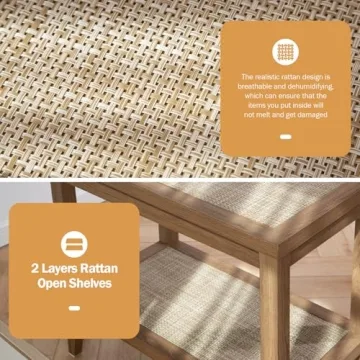 Stylish SICOTAS Rattan Nightstands Set for Small Spaces