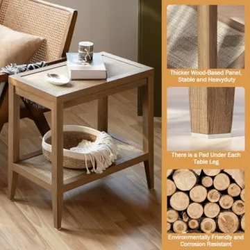 Stylish SICOTAS Rattan Nightstands Set for Small Spaces