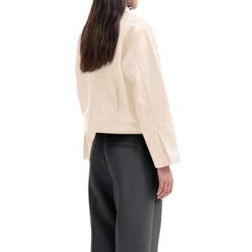 BZB Womens Faux Leather Motorcycle Jacket 2024 Trendy Pockets Bomber Zip Up Cropped Jackets Winter C...