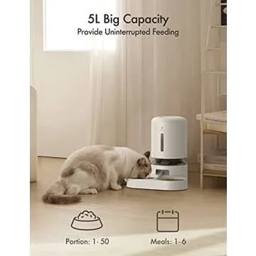 PETLIBRO Automatic Cat Food Dispenser for Two Cats 5L Auto Cat Feeder Dry Food Dispenser with Splitter & 2 Stainless Bowls, 10s Meal Call and Timer Setting 50 Portions 6 Meals Per Day for Cat and Dog
