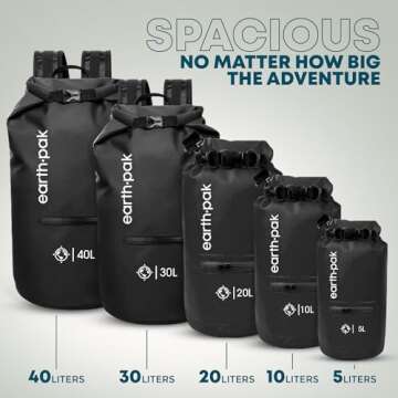 Earth Pak Waterproof Dry Bag with Zippered Pocket - Waterproof Dry Bag Backpack Keeps Gear Dry for B...