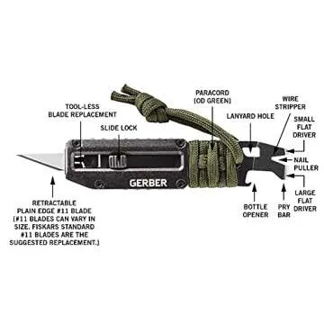 Gerber Gear Prybrid X EDC Multitool Pocket Utility Knife - Razor Knife with Retractable Hobby Blade and Pry Bar - Green