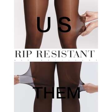 HOTBOSS 40D Semi-Sheer Control Top Rip-Resistant Tights