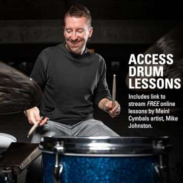 Meinl Cymbals HCS Cymbal Set Box Pack for Drums Hihats, Crash, Plus Free Splash, Sticks, Lessons — Made in Germany — Durable Brass, 2-Year Warranty, Traditional Finish, 13"/14"/10" (HCS1314