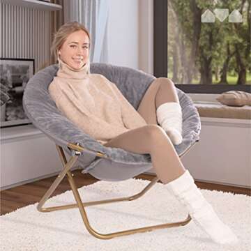 Milliard Faux Fur Saucer Chair - Foldable, Comfy Lounge Chair for All Ages