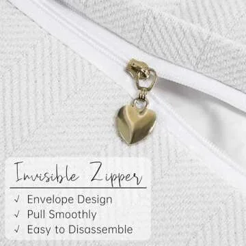 ZWJD 22x22 Cream Chenille Pillow Covers Set of 2