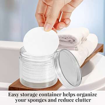 GAINWELL 50-Count Compressed Facial Sponges with Storage Container, for Facial Cleansing, Reusable Makeup Remover, Portable, Suitable for Travel, White