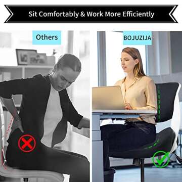 BOJUZIJA Ergonomic Drafting Chair,Standing Computer Desk Chair,Foot Ring,Lumbar Support,Swivel Task Chair -Black
