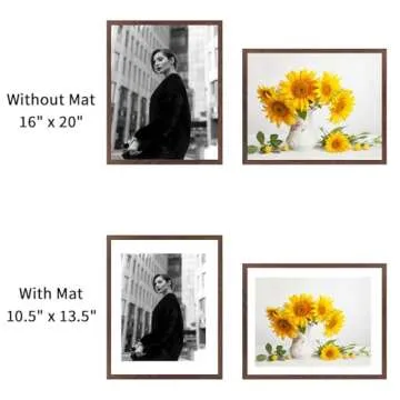 puthiac 16x20 Walnut Picture Frames for Wall - Minimalist 16x20 Oak Wood Frames, 16"x20" Picture Frame Wood, Natural Solid Wooden Picture Frames for Wall Art Photo and Prints (1 Pack, Walnut)