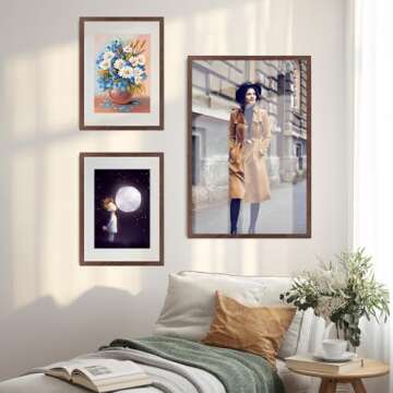 puthiac 16x20 Walnut Picture Frames for Wall - Minimalist 16x20 Oak Wood Frames, 16"x20" Picture Frame Wood, Natural Solid Wooden Picture Frames for Wall Art Photo and Prints (1 Pack, Walnut)