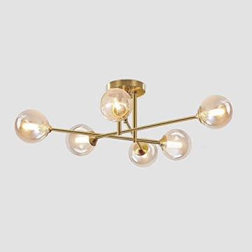 Flyrose 6-Light Gold Ceiling Fixture for Elegant Lighting