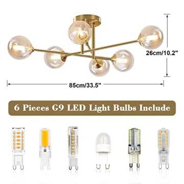 Flyrose 6-Light Gold Ceiling Fixture for Elegant Lighting