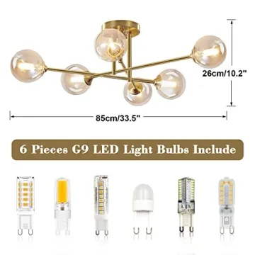 Flyrose 6-Light Gold Ceiling Fixture for Elegant Lighting