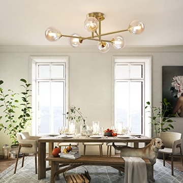 Flyrose 6-Light Gold Ceiling Fixture for Elegant Lighting