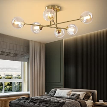 Flyrose 6-Light Gold Ceiling Fixture for Elegant Lighting