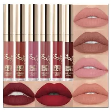 BestLand 6Pcs Matte Liquid Lipstick Set - Non-Stick, Waterproof, Long-Lasting Shades - Durable Lipgl...