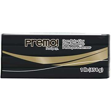 Sculpey Premo™ Polymer Oven-Bake Clay, Black, Non Toxic, 1 lb. bar, Great for jewelry making, holi...