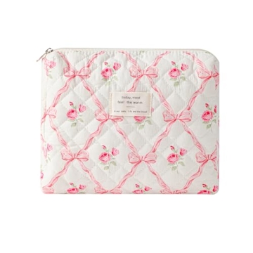 uekeboag Quilted Cotton Makeup Bag – Floral Coquette Pouch for Everyday Use