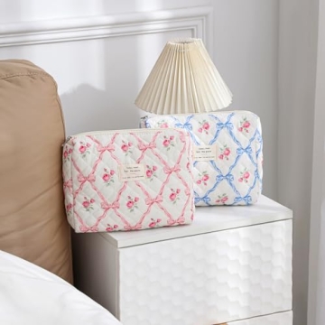 Stylish Floral Travel Makeup Bag for Women and Girls