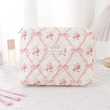 Stylish Floral Travel Makeup Bag for Women and Girls