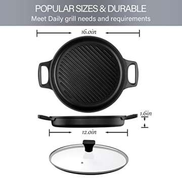 Lightweight Nonstick Griddle Pan for Stovetop with Lid