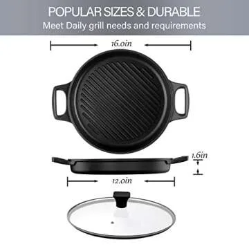 Lightweight Nonstick Griddle Pan for Stovetop with Lid
