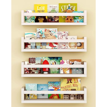 Onlysky Set of 4 Kids' Wall-Mounted Bookshelf for Nurseries