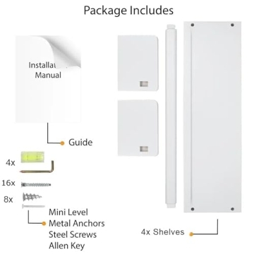 Onlysky Set of 4 Kids' Wall-Mounted Bookshelf for Nurseries