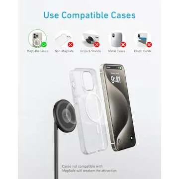 Anker iPhone 16 Wireless Charging Stand, PowerWave 2-in-1 Magnetic Stand Lite with USB-C Cable, For iPhone 16/15/14/13 Series, AirPods (No AC Adapter)