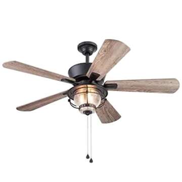 Harbor Breeze Merrimack II 52-in Matte Bronze LED Indoor/Outdoor Ceiling Fan with Light Kit (5-Blade...